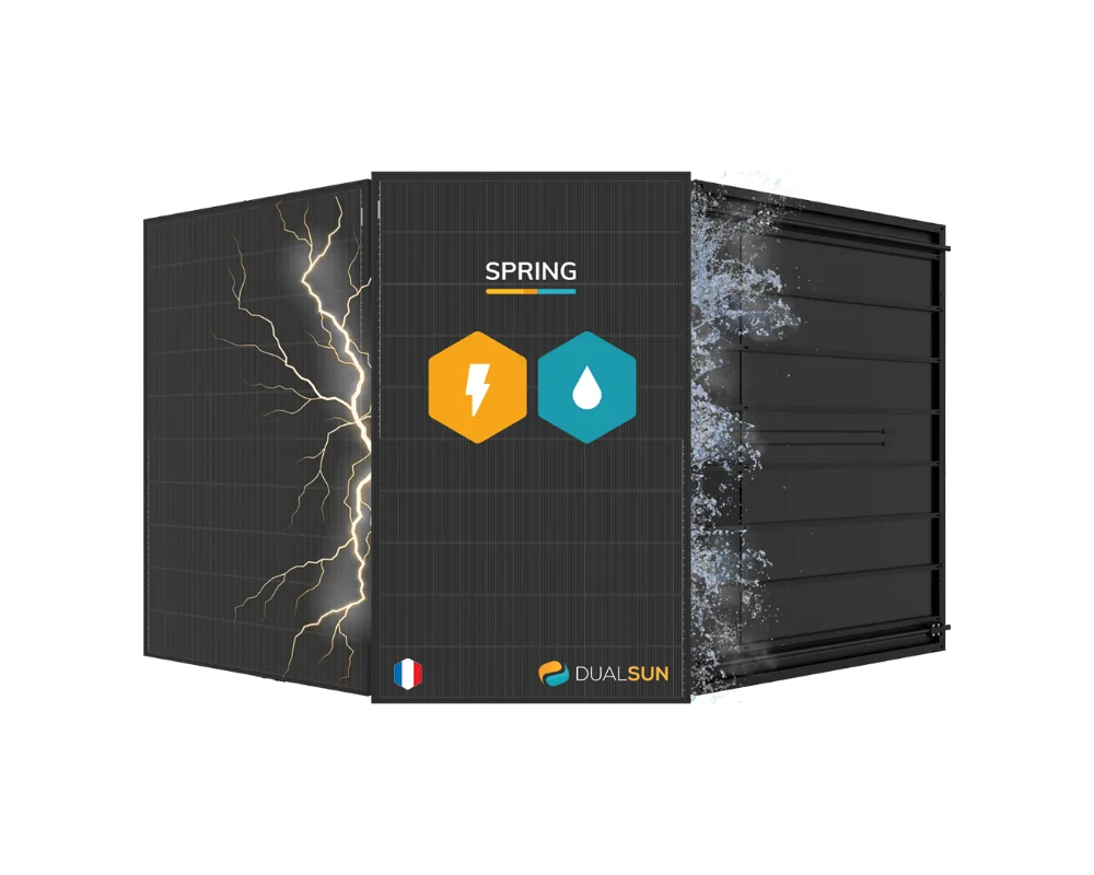DualSun Spring® Hybrid panel: prednja strana proizvodi struju, stražnja toplu vodu